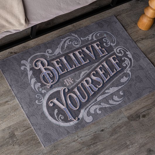 Retrotekst Vloeiend Motivatie citaat Grijs Deurmat