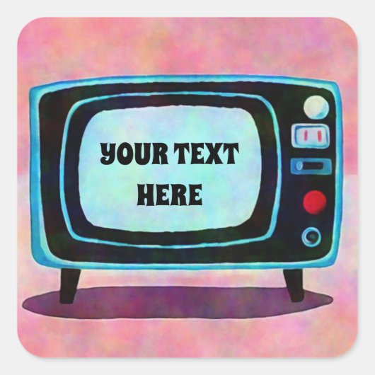 Retrotelevisie Vierkante Sticker (Voorkant)