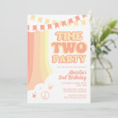 Retrotijd twee partij 2e verjaardag Uitnodiging (Staand voorkant)