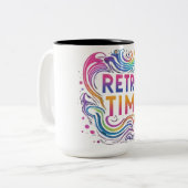 "Retrotijd" Tweekleurige Koffiemok (Voorkant links)