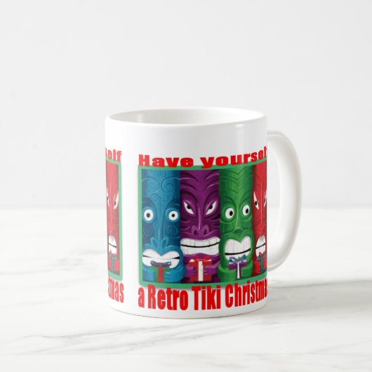 RetroTikiKerstmisKlassiekeWhiteMug 11oz Koffiemok (Voorkant rechts)
