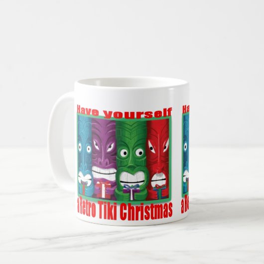 RetroTikiKerstmisKlassiekeWhiteMug 11oz Koffiemok (Voorkant links)