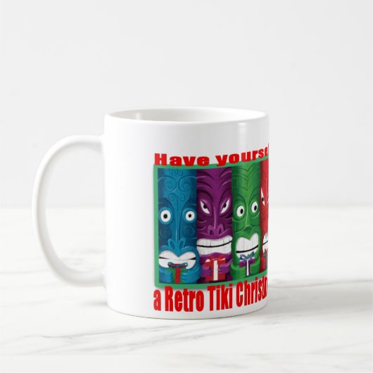 RetroTikiKerstmisKlassiekeWhiteMug 11oz Koffiemok (Links)
