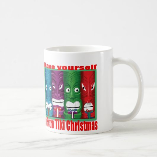 RetroTikiKerstmisKlassiekeWhiteMug 11oz Koffiemok (Rechts)