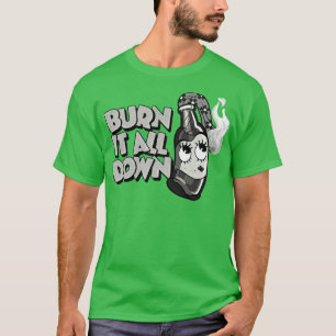 Retrotoon molotov cocktail meisje branden het alle t-shirt
