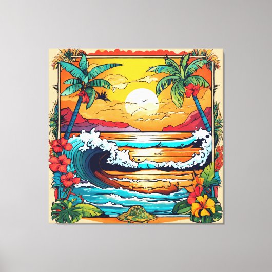 retrotrope golf canvas afdruk (Voorkant)