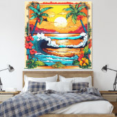 retrotrope golf canvas afdruk (Insitu (Slaapkamer))