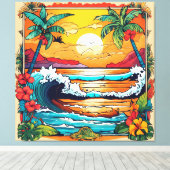 retrotrope golf canvas afdruk (Insitu (Houten vloer))