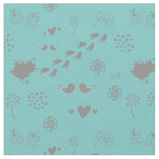 Retroturqouise en kleurrijk vogelpatroon, punt stof