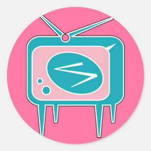 Retrotv-televisieset Ronde Sticker