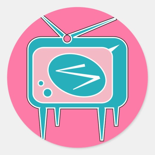  Retrotv-televisieset Ronde Sticker (Voorkant)