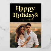 Retrotype Prettige feestdagen Foto zwart en goud (Voorkant)