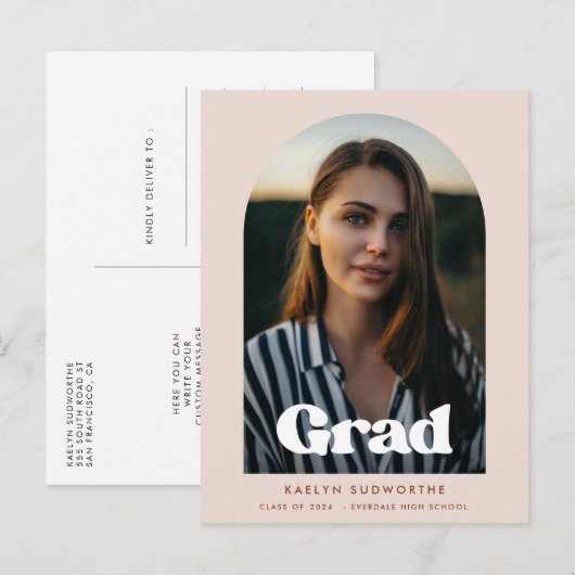 Retrotypografie Afstuderen foto Briefkaart (Voorkant / Achterkant)