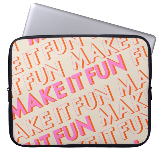 Retrotypografie, diagonaal, 'Make It Fun'. Laptop Sleeve (Voorkant)