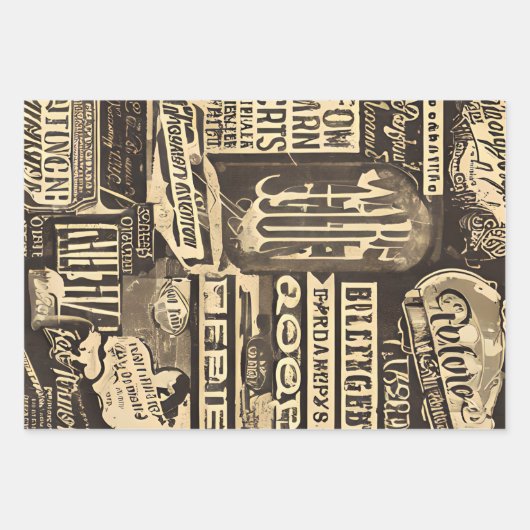 Retrotypografie Distressed  Inpakpapier Vel (Voorkant 2)