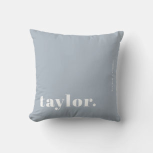 Retrotypografie Dusty Blue Gepersonaliseerd Kussen