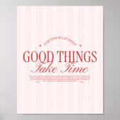 Retrotypografie 'Goede dingen kosten tijd' gestree Poster (Voorkant)
