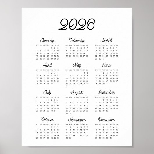 Retrotypografie kalender 2021 poster (Voorkant)