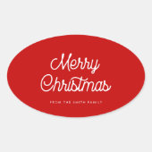 Retrotypografie Kerst Ovale Sticker (Voorkant)