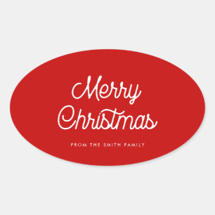 Retrotypografie Kerst Ovale Sticker
