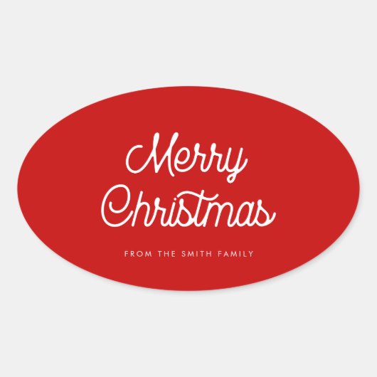Retrotypografie Kerst Ovale Sticker (Voorkant)