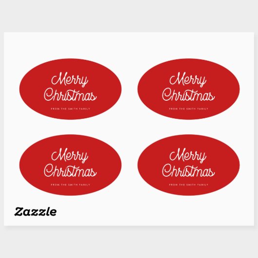 Retrotypografie Kerst Ovale Sticker (Vel)