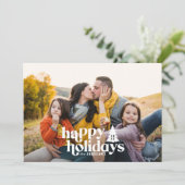 Retrotypografie moderne 1 fotokerstdag feestdagenkaart (Staand voorkant)