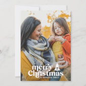 Retrotypografie moderne 1 fotokerstdag feestdagenkaart (Voorkant)