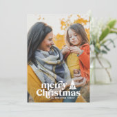 Retrotypografie moderne 1 fotokerstdag feestdagenkaart (Staand voorkant)