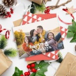Retrotypografie moderne 1 fotovakantiekerst feestdagenkaart<br><div class="desc">Retrotypografie moderne 1 fotokerst. De tekst en de achtergrondkleuren kunnen worden aangepast. Deel van een collectie</div>