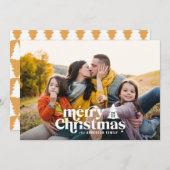 Retrotypografie moderne fotokerstmis feestdagenkaart (Voorkant / Achterkant)