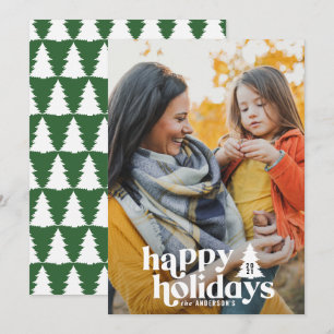 Retrotypografie moderne fotokerstmis feestdagenkaart