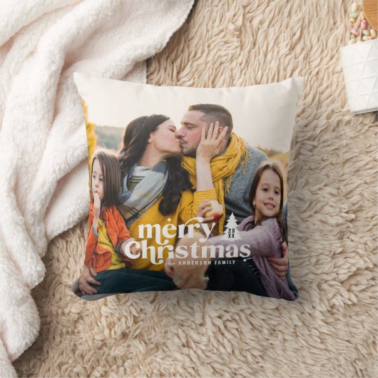 Retrotypografie moderne fotokerstmis kussen (Deken)