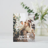 Retrotypografie moderne volledige foto feestdagenkaart (Staand voorkant)