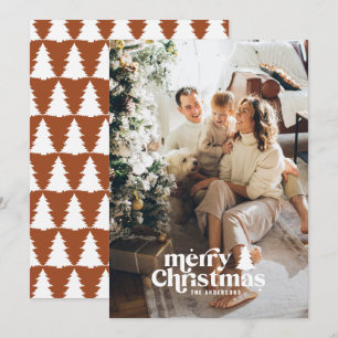 Retrotypografie moderne volledige fotovakantiekaar feestdagenkaart