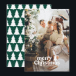 Retrotypografie moderne volledige fotovakantiekaar feestdagenkaart<br><div class="desc">Retrotypografie moderne fotokerst. De tekst en de achtergrondkleuren kunnen worden aangepast. Deel van een collectie</div>