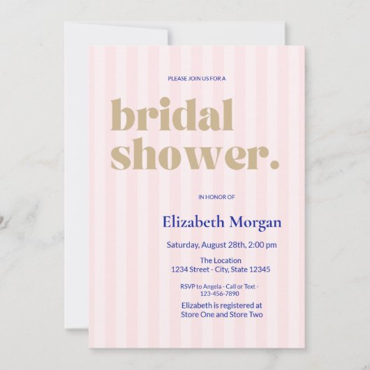 Retrotypografie Roze gestreept Vrijgezellenfeest Kaart (Voorkant)