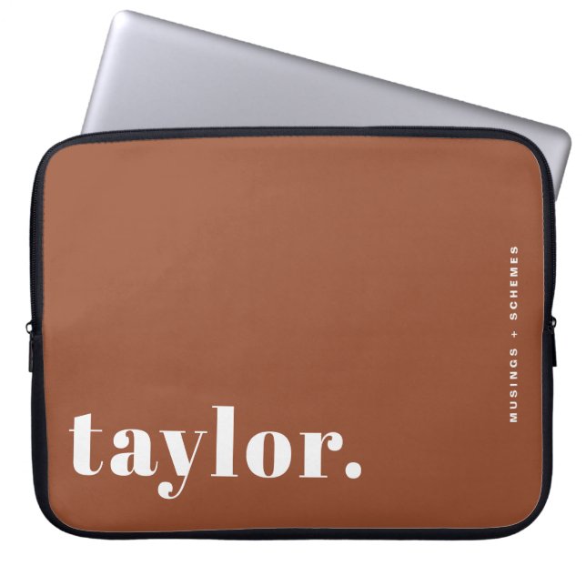 Retrotypografie Terracotta gepersonaliseerd Laptop Sleeve (Voorkant)