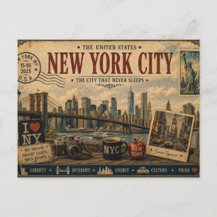 Retrovaakantieaandenken NYC Briefkaart