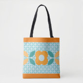 Retroventiel, Geo Pattern Aqua, Oranje, Blauwgroen Tote Bag (Voorkant)