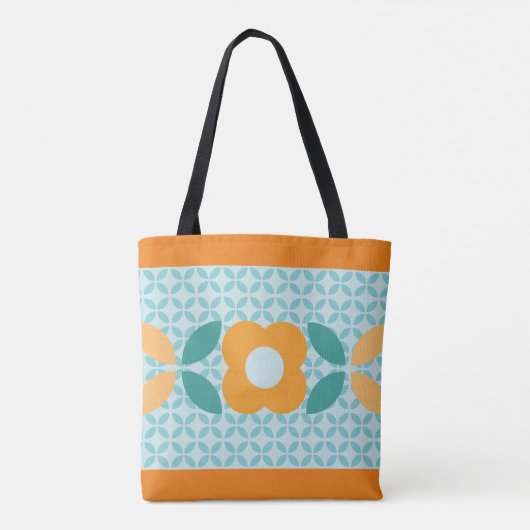 Retroventiel, Geo Pattern Aqua, Oranje, Blauwgroen Tote Bag (Achterkant)