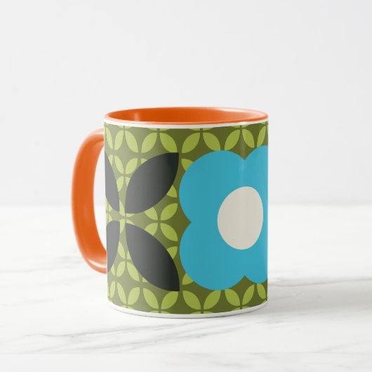 Retroventiel, Geo Pattern Light Blue en Green Mok (Voorkant links)