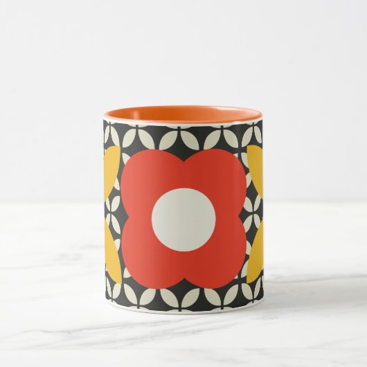 Retroventiel, Geo Pattern Red en Geel Mok (Midden)