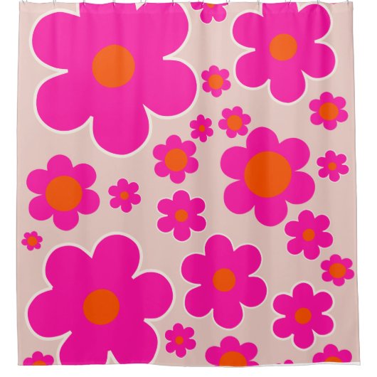 Retroventielmarkt Florence Abstracte roze Floral Douchegordijn (Voorkant)