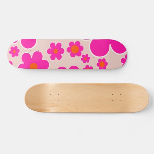 Retroventielmarkt Florence Abstracte roze Floral Persoonlijk Skateboard (Horizontaal)