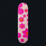 Retroventielmarkt Florence Abstracte roze Floral Persoonlijk Skateboard<br><div class="desc">Bloemmarkt Stockholm: abstracte bloemetjeskunst - retro bloemen print - beige,  roze en oranje.</div>