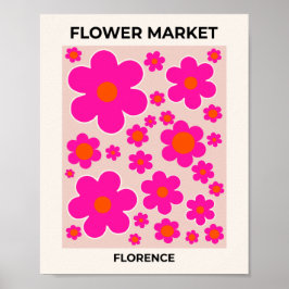 Retroventielmarkt Florence Abstracte roze Floral Poster