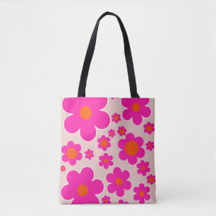 Retroventielmarkt Florence Abstracte roze Floral Tote Bag