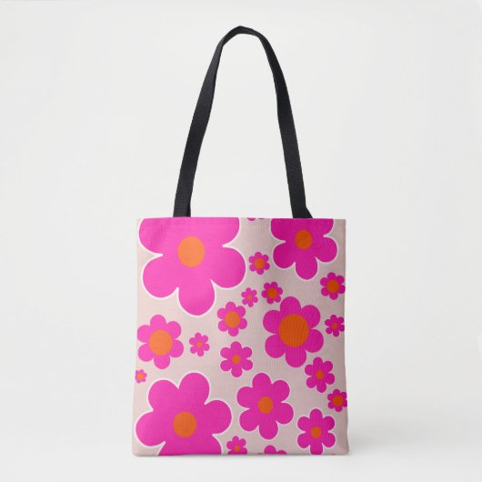 Retroventielmarkt Florence Abstracte roze Floral Tote Bag (Voorkant)