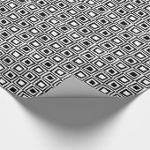 Retrovierkantjes - wit op zwart cadeaupapier (Hoek)